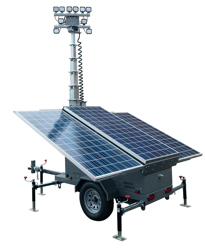 Solar light tower for construction sites and remote locations